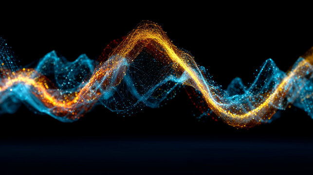 A dynamic energy waveform representing advanced data transmission and modern signal analysis as a conceptual visualization of digital communication flow and information transfer