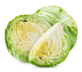 Fototapeta premium Sliced young cabbage isolated on white