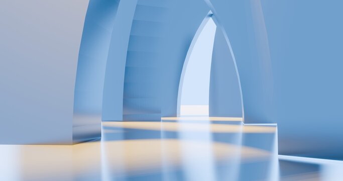 Abstract architecture background arched interior 3d render