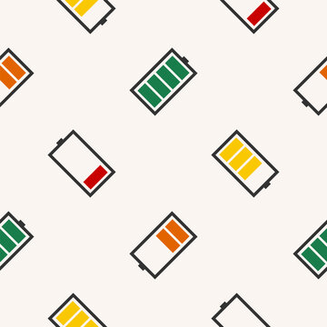 Seamless pattern of simple flat battery level icon