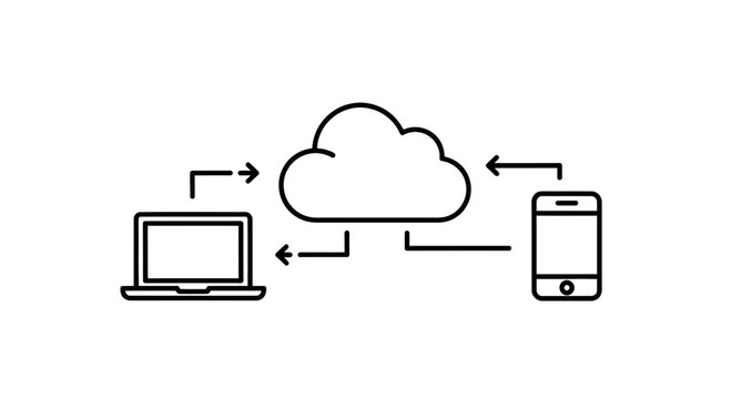 Cloud Computing Network: Laptop and Smartphone Connected to Cloud Storage