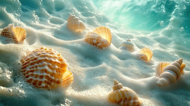 sea shells and starfish on the sea