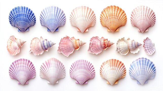 sea shells on white background