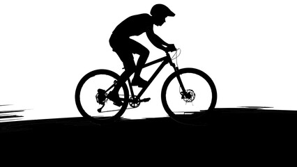 Fototapeta premium A silhouette of a man riding a bicycle in a minimalist vector graphic design