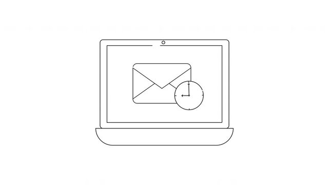 Laptop Screen Displaying Email Icon with Clock Symbol.
