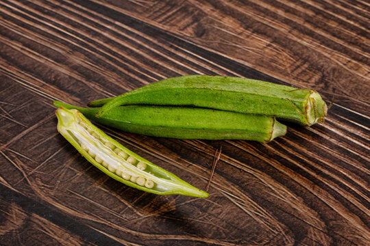 Fresh green bamia - okra vegetable
