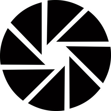 Camera shutter icon aperture lens diaphragm photography symbol vector pack, camera iris shutter circle icons, flat and line style black icons isolated on transparent background