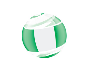 Fototapeta premium Illustration of globe wrapped in Nigerian flag patterns with subtle shadowing