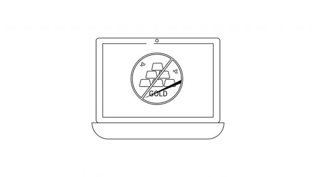 Laptop screen displays a broken pie chart and a no smoking sign.