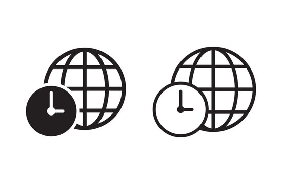 world time icon vector for web design