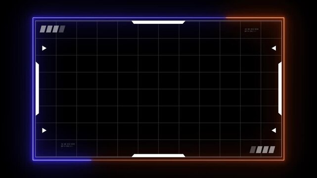 Digital hud frame for interface screen layout and display. Structured border element designed for data and media presentation. Futuristic interface frame suitable for motion graphics and video