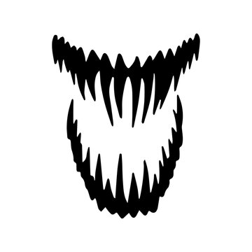 Sharp monster teeth jaw silhouette creative logo icon