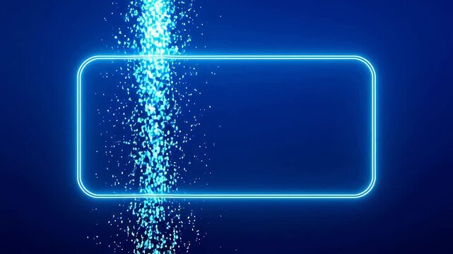 Blue neon frame with particle effects
