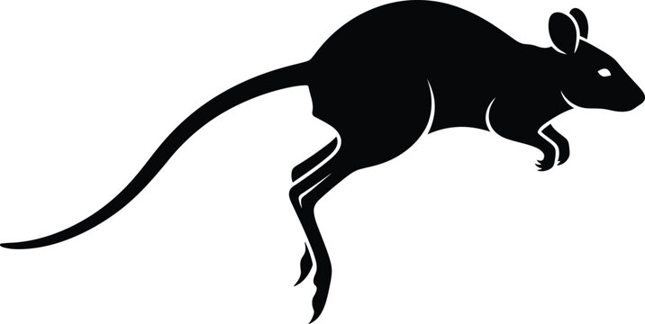 Silhouette of a jumping mouse isolated on transparent background minimalist wildlife illustration