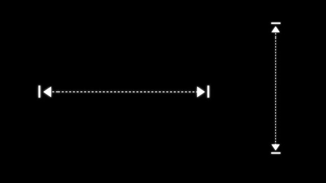 2D Dimension Arrow Measurement Animation on Green Screen Resizable Distance Indicator Motion Graphic for Design and Technical Layout