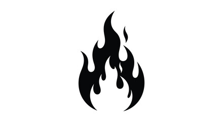 Dynamic black flame shape against a white background a striking silhouette © AL-AMIN