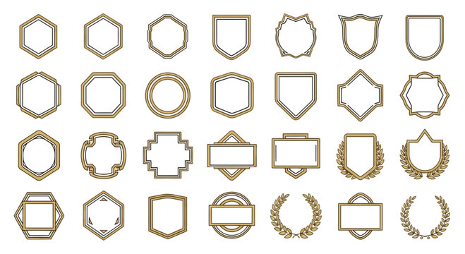 Collection of Decorative Geometric Frames and Borders, Vintage Style