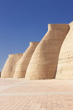 Ark Fortress walls in Bukhara with massive curved brick buttress