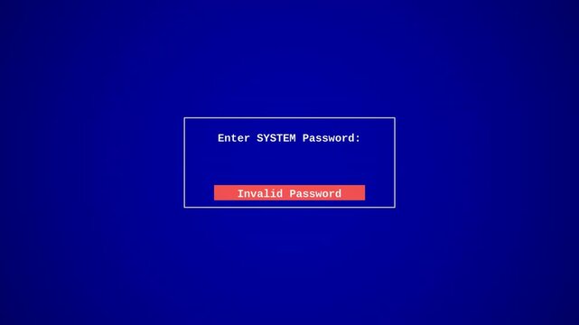 Retro computer BIOS security screen locking out a user after multiple invalid password attempts