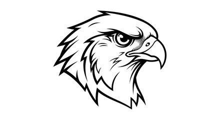 Fototapeta premium Bold black and white illustration of a bird of prey head with intense gaze