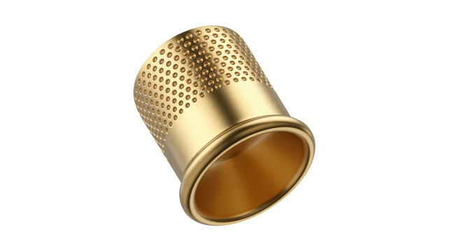 Golden thimble isolated on transparent background