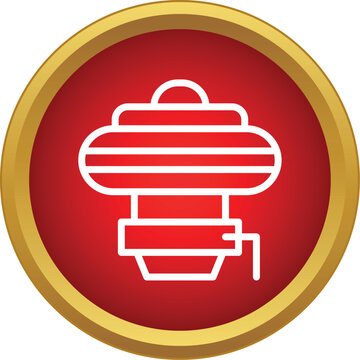 Vaporizer atomizer tank icon in an appealing red circle with a golden frame