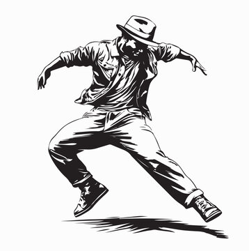 Young Man Performing Breakdance Move Silhouette Illustration