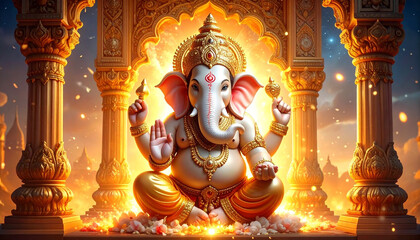 Fototapeta premium Ganesh ガネーシャ Generative AI