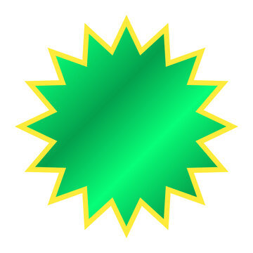 Green starburst badge label on transparent background. Green seal sticker.