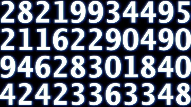 Large-scale white digital numbers flickering to represent core analytical processing