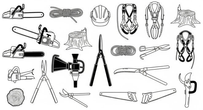 Collection of Logging and Arborist Tools and Equipment.