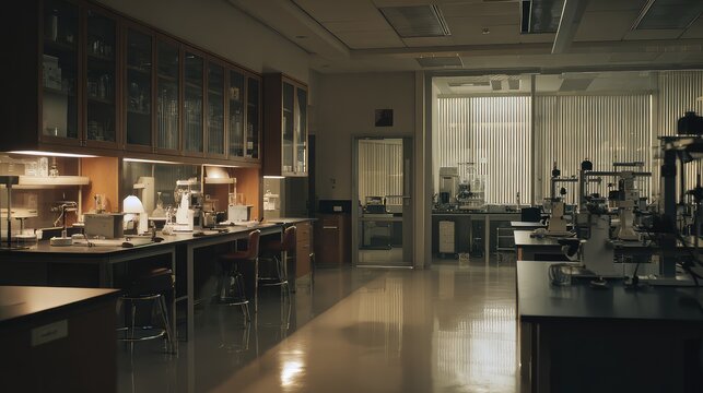 Empty scientific research laboratory with equipment