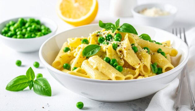 Pasta-Bowl mit Zitronensauce und Erbsen &ndash; leichte Fr&uuml;hlingsk&uuml;che