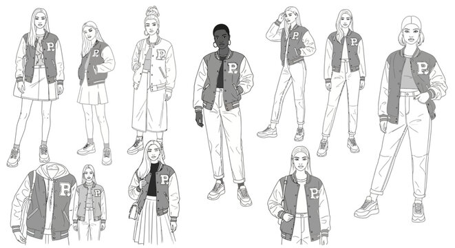 People wearing letterman jackets variety.