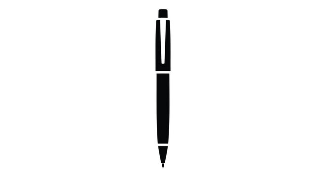 A simple black silhouette of a classic writing pen elegantly displayed silhouette