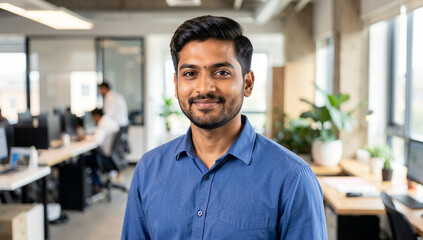 Obraz premium Smiling young man in office setting