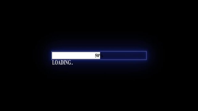 Loading icon animation with black color background . Loading bar and percentage Futuristic progress loading bar 0-100 percent .4k video animation. neon loading bar light animation 4k video