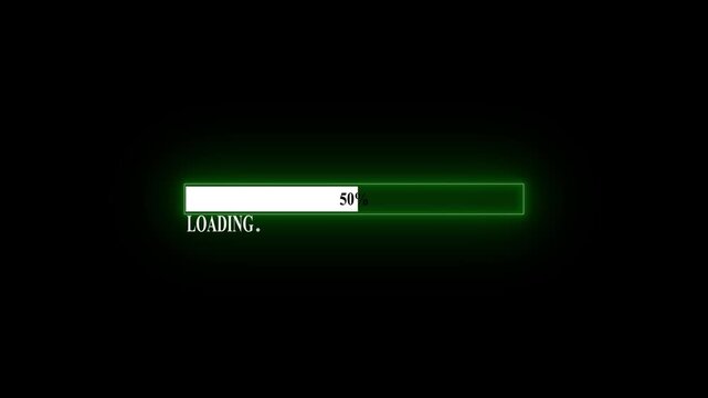 Loading icon animation with black color background . Loading bar and percentage Futuristic progress loading bar 0-100 percent .4k video animation. neon loading bar light animation 4k video