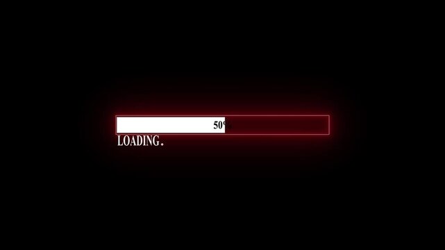 Loading icon animation with black color background . Loading bar and percentage Futuristic progress loading bar 0-100 percent .4k video animation. neon loading bar light animation 4k video