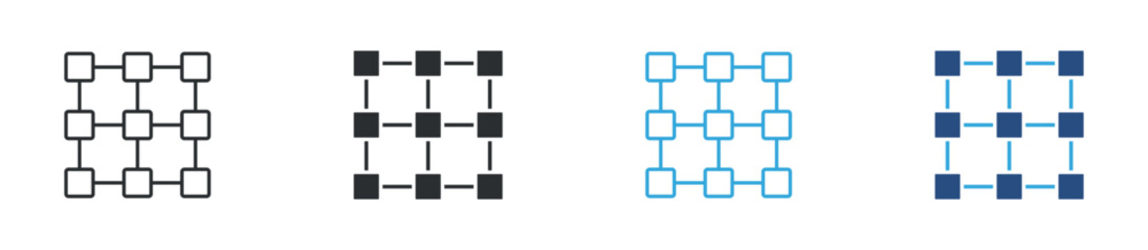 Matrix grid icon. Data structure symbol. Network layout and system framework icon, vector illustration.