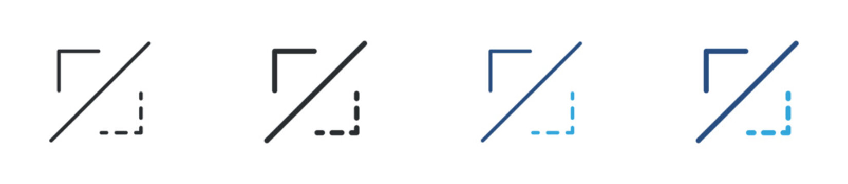 Reflect scale icon set. Mirror transformation and resize symbol. Flip and dimension adjustment icons, vector illustration.