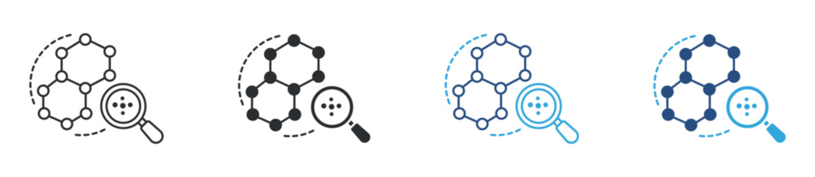 Nano scale icon. Molecular structure analysis symbol. Nanotechnology and scientific research icon, vector illustration.