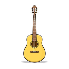 Obraz premium Acoustic guitar illustration with a simple design and warm yellow color