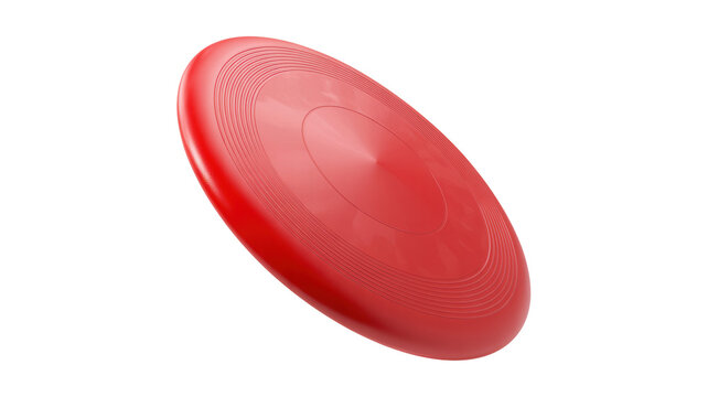 Red plastic flying disc isolated on transparent background
