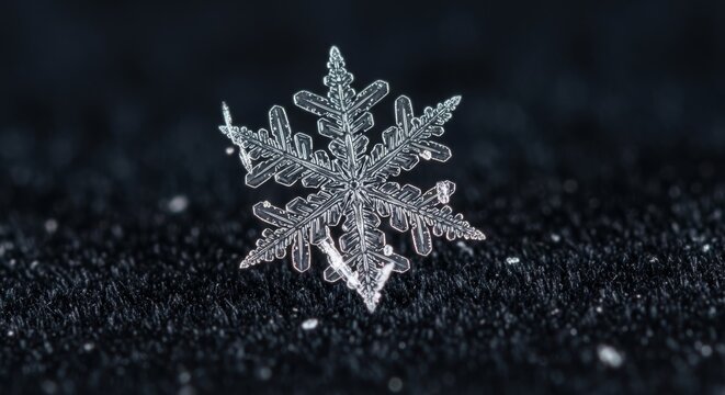 Intricate Snowflake Crystal on Dark Surface