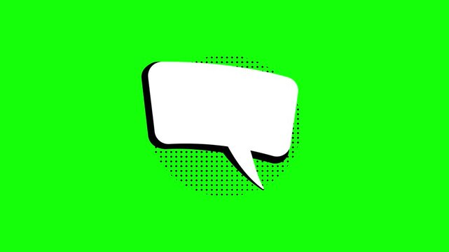 Speech Bubble Cloud animation with green screen background. 4K video