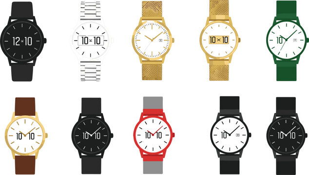 Stylish Collection of Various Wristwatches with Different Strap and Dial Designs