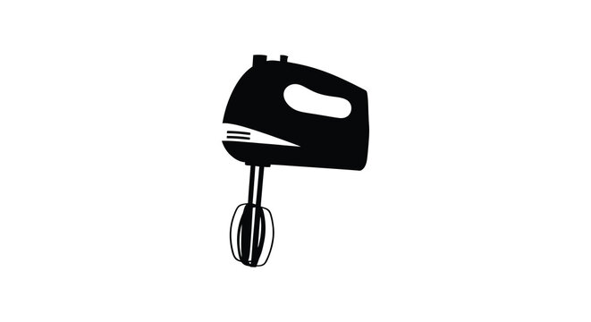 A black silhouette of a hand mixer ideal for baking and kitchen tasks silhouette