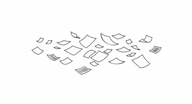 A scattering of loose paper sheets drifts aimlessly in the air