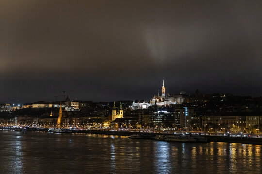 View of a Buda part of city from Margit Margaret Bridge in Budapest in Hungary